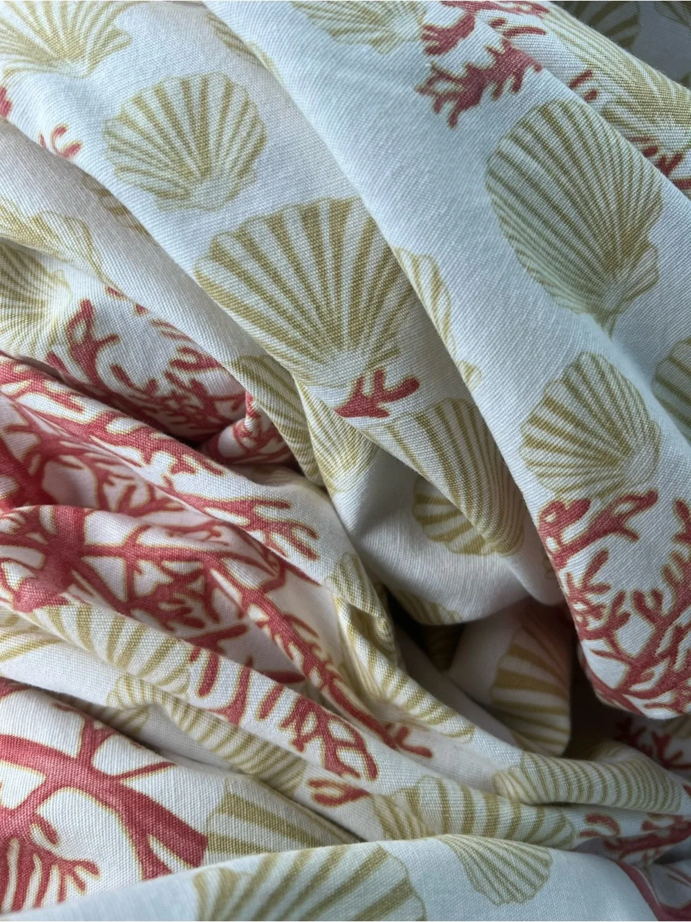 Pottery Barn Coastal Coral Shell Shower Curtain